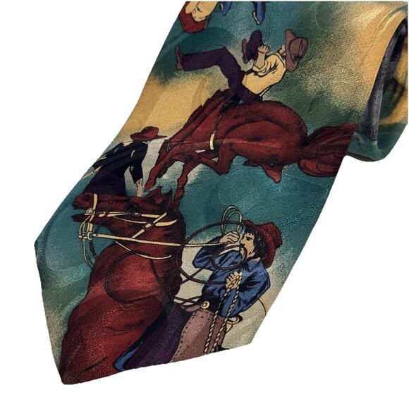 Nature’s Museum Collection Cowboy Theme Neck Tie Rockabilly Western - Picture 2 of 9